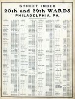 Index - Street, Philadelphia 1907 Wards 20 and 29